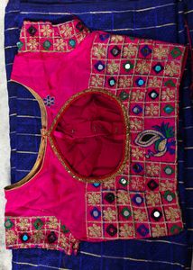 Royal Blue Saree with Gold Checks