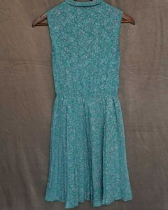 Retro Teal Floral Dress