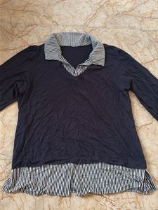 Striped Collar Navy Top