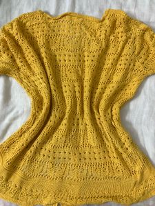Yellow Crochet Knit Top