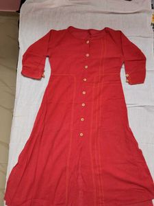 Red Button-Up Anarkali Kurta