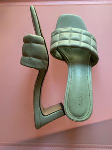 Quilted Strap Heeled Slides