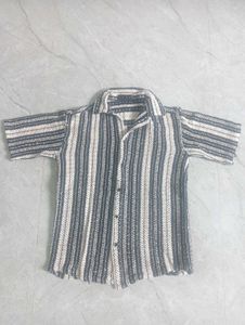 Striped Short Sleeve Shirt black and white combina