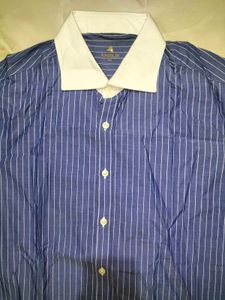Men's Blue Striped Dress Shirt