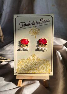 Lotus Pearl Drop Earrings