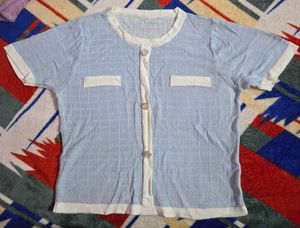 Cute Light Blue Button Korean Top