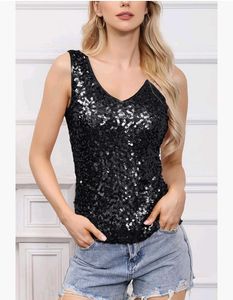 Sparkly Black Sequin Tank Top