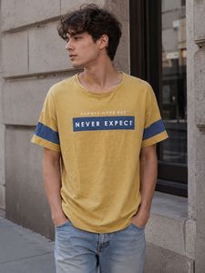 AJIO Yellow Graphic T-Shirt