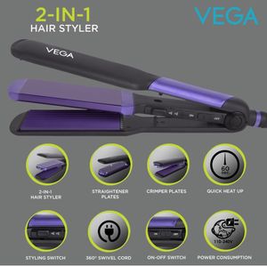 VEGA 2 In 1 Hair Straightener Nd Crimper