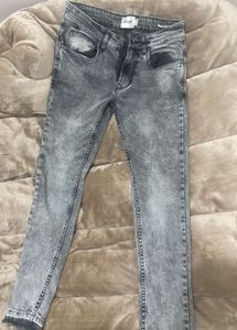 Grey Acid Wash Denim Jeans