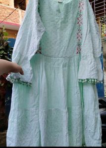 Boho Embroidered Mint Green Dress