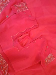 Beautiful rose pink Embroidered Saree🩷