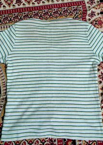 Striped Ruched V-Neck Top