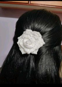 Red Crochet Rose Hair Clip
