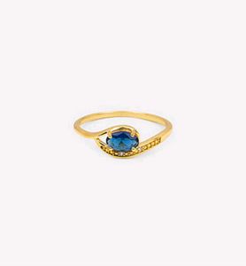 Oceanic Blue Stone Ring SS925 gold plated