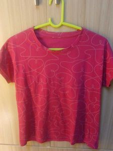 Cute Pink Heart Print T-Shirt