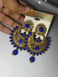 Exquisite Blue Stone Jhumka Earrings
