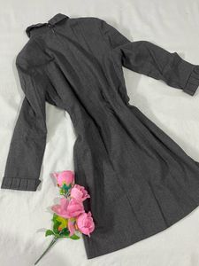 Korean Grey A-Line Dress for winter