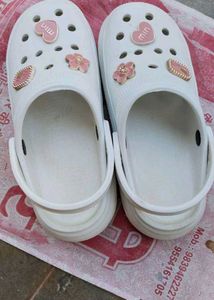 Cute White Clogs with Charms