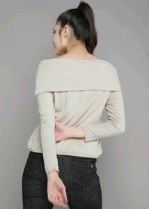 Cream Off-Shoulder Long Sleeve Top