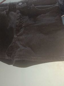 Black Denim High-Waisted Shorts