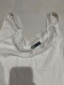 White Lace Trim Tank Top