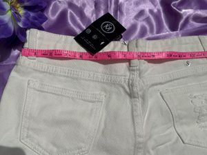 White Distressed Denim Shorts