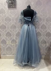 Elegant Blue Tulle Evening Gown