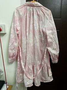 Pink Floral Button-Up Tunic