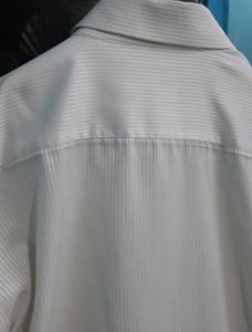 White Self Strip Shirt Size L