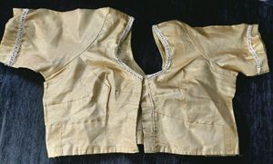 Golden tissue blouse with extra border work