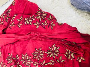 Elegant red Floral Embroidered Dress