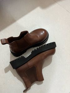 Brown Leather Chelsea Boots. Heavy sole.