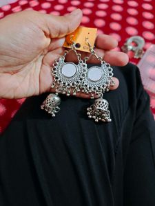 oxidised silver jhumka
