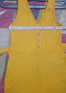 Yellow Sleeveless Jumpsuit with Belt