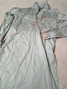 Light Blue Kurta with Pink Accents
