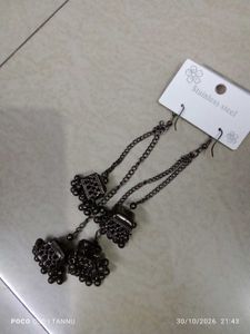 Black Jhumka Style Chain Earrings