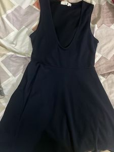 Navy Blue V-Neck Skater Dress