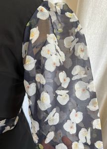 Floral Sleeve Black Dress