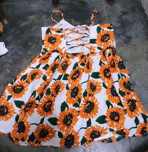 Cute Sunflower Print Summer Dress