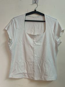 White Square Neck T-Shirt