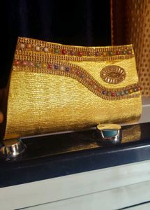 Elegant Gold Embellished Clutch Bag