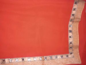 Pink Saree with Mirror Work Border