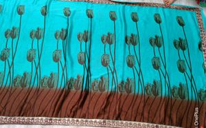 🇳🇿💫🎀Elegant Blue Floral Print Saree