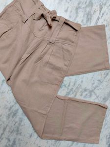 Khaki Brown Straight Pant So Elegant