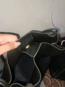 Chic Black Faux Leather Tote Bag