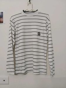 Striped Mock Neck Long Sleeve Top
