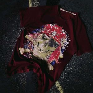 🌟Vintage Gothic 🏴‍☠️1990s Pirate Skull Y2k tee🚨