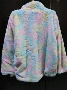 Pastel Faux Fur Zip-Up Jacket