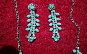 Sparkling Rhinestone &amp; Pearl Necklace Set
